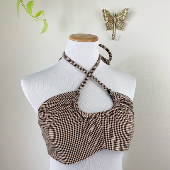 NWT Proenza Schouler White Label Cropped Gingham Halter Bralette - Picture 5 of 12